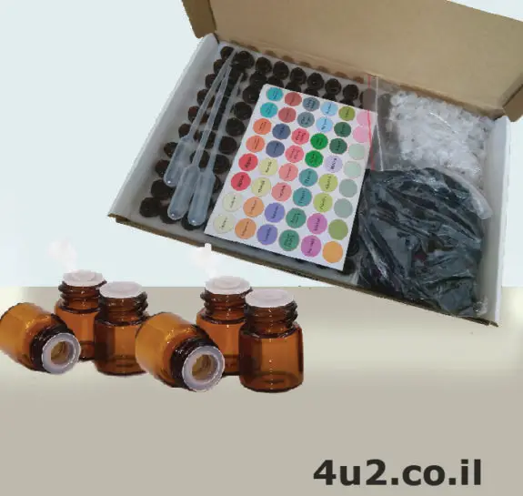 מארז 100 בקבוקי זכוכית למילוי שמנים אתריים, 1 מ"ל