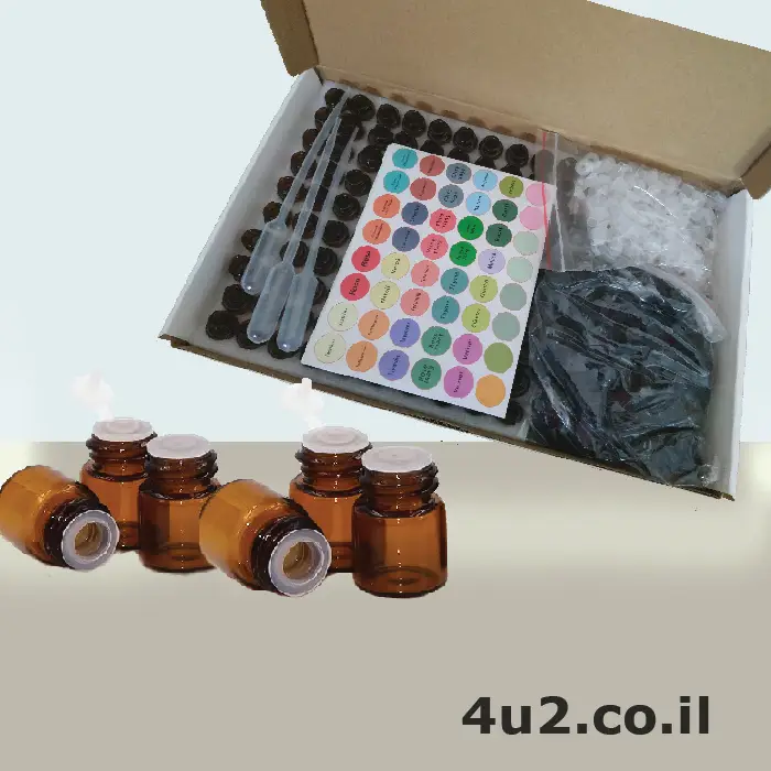 מארז 100 בקבוקי זכוכית למילוי שמנים אתריים, 1 מ"ל