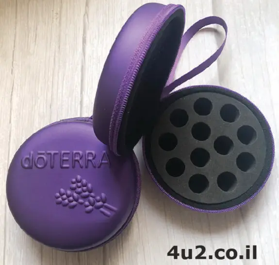 נרתיק צדף עגול לשמנים אתרים, 12 בקבוקים